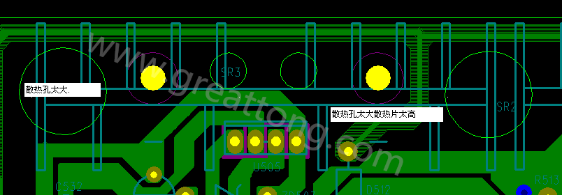 PCB設(shè)計中，散熱孔散熱片設(shè)計不當(dāng)，造成很多電源板斷裂