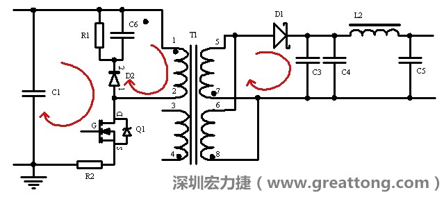元件布局的時(shí)候，要優(yōu)先考慮高頻脈沖電流和大電流的環(huán)路面積，盡可能地減小,以抑制開關(guān)電源的輻射干擾