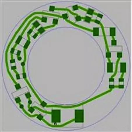 圖6：PCB布線(xiàn)例子：(a)拓?fù)涫阶詣?dòng)布線(xiàn)器(完成了100%導(dǎo)線(xiàn)的布線(xiàn))；
